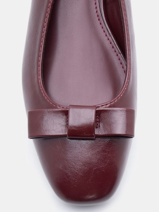 Spitze Zehe Pumps mit niedrigem Absatz Burgundisch