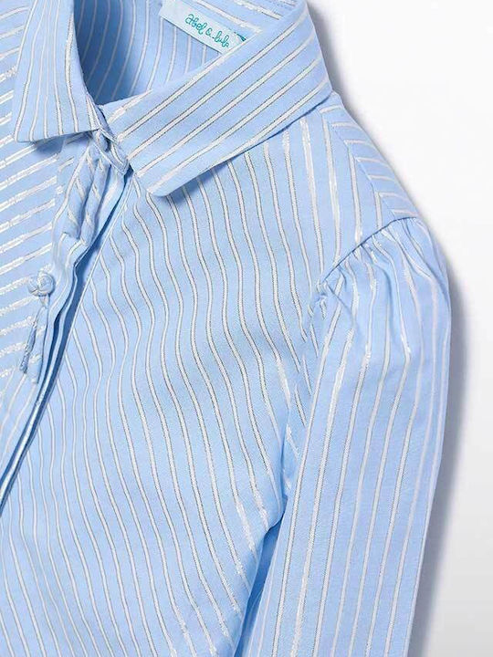 Kids Striped Long-Sleeved Light Blue Shirt