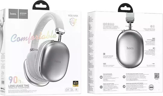 Hoco W35 MAX Ασύρματα / Ενσύρματα Over Ear Ακουστικά με 40 ώρες Λειτουργίας Ασημί