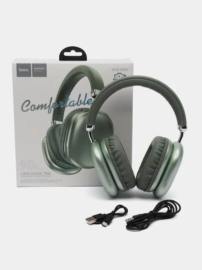 Hoco W35 MAX Ασύρματα / Ενσύρματα Over Ear Ακουστικά με 40 ώρες Λειτουργίας Πράσινα
