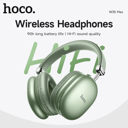 Hoco W35 MAX Ασύρματα / Ενσύρματα Over Ear Ακουστικά με 40 ώρες Λειτουργίας Πράσινα