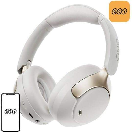 QCY H3 Pro Ασύρματα / Ενσύρματα Over Ear Ακουστικά με 55 ώρες Λειτουργίας Λευκά