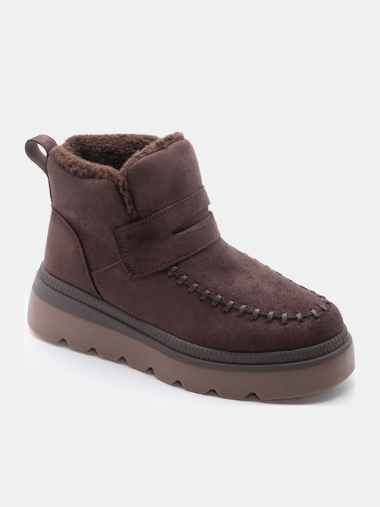 Damen Stiefeletten mit Pelz Braun