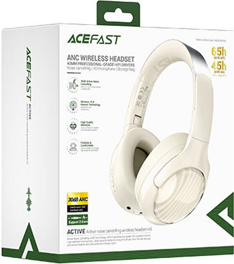 Acefast H5 Wireless / Wired Over Ear Headphones Milky White