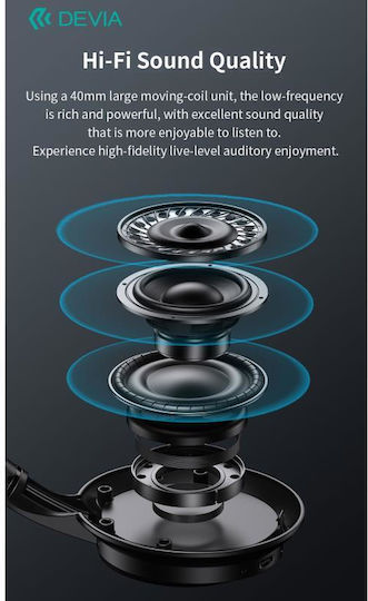 Devia JH-820 Lite1 Wireless Bluetooth Over Ear Headphones With 10 Hours Playing Time Orange