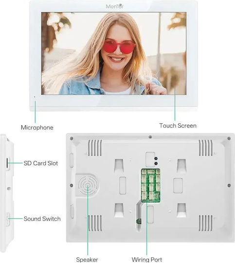 Smart Video Interfon Mentor Svk4102w 4 Fire Wi-Fi Card Pin Tuya App 10 Inch Ips Dvr Fhd 2mp Ip66 Alb