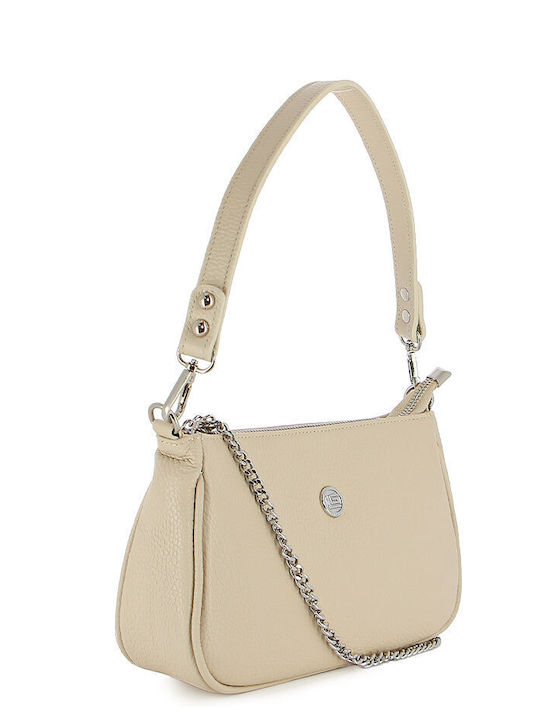 Leather Women's Shoulder Bag Beige