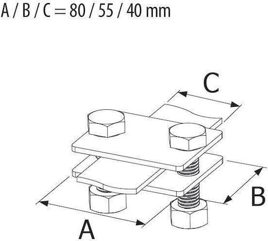 Clamp Connecting Flat Steel Strip 65x35x35 R.8017