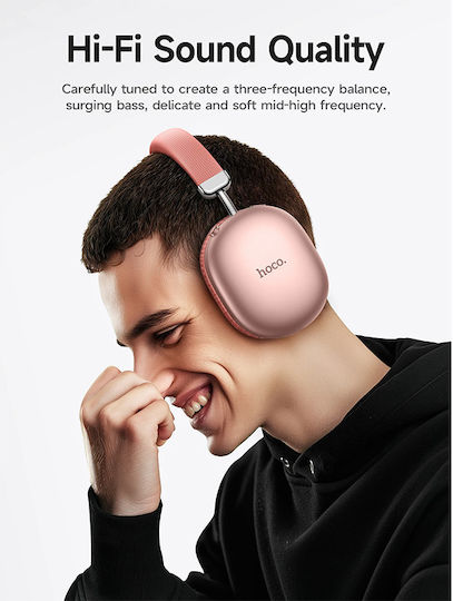 Hoco W35 MAX Ασύρματα / Ενσύρματα Over Ear Ακουστικά με 40 ώρες Λειτουργίας Ροζ