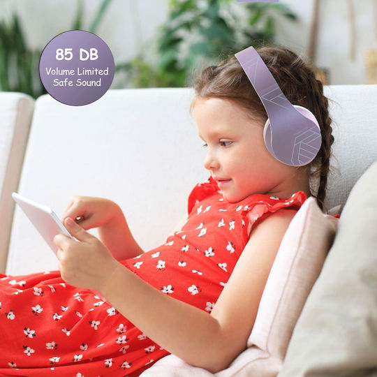 PowerLocus P2 Kids Ασύρματα / Ενσύρματα Παιδικά Over Ear Ακουστικά με Ραδιόφωνο με 20 ώρες Λειτουργίας Pink-White