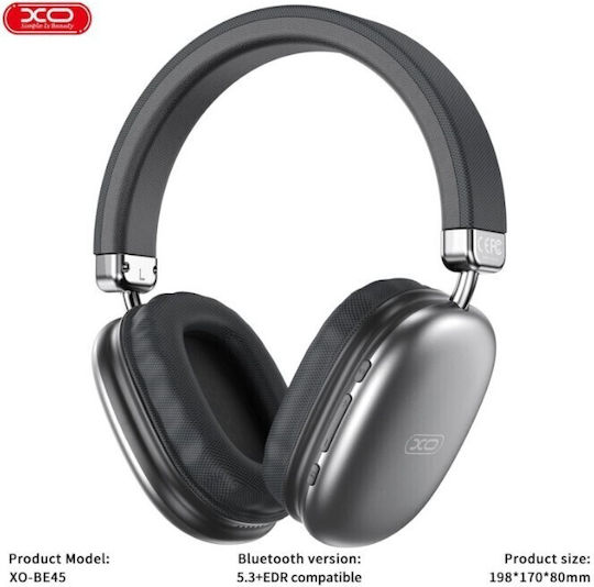 XO BE45 Ασύρματα Bluetooth On Ear Ακουστικά με 16 ώρες Λειτουργίας Μαύρα