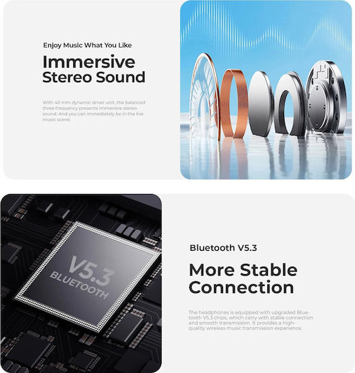 Havit H655BT Безжични / Жични On Ear Слушалки с 76 часа Работа Бежови