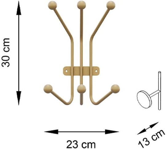 Megapap Wall Hanger Metal Gold 23x30x13cm