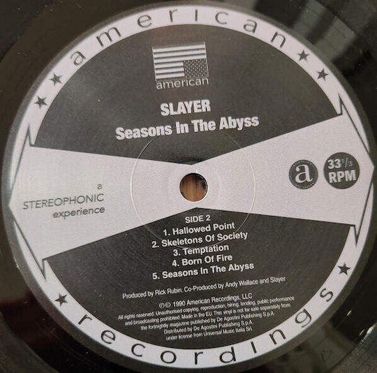 Slayer Seasons In Abyss 1 Vinyl-Schallplatte