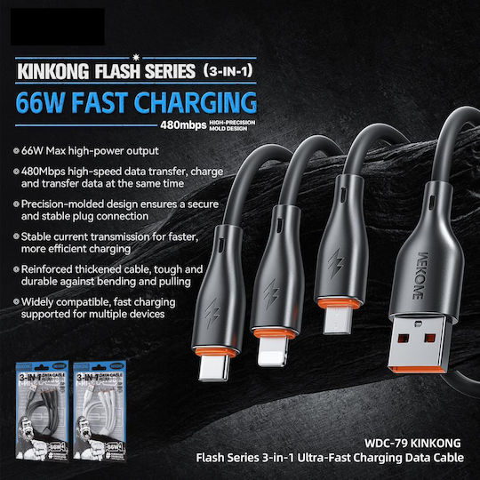 USB to Lightning / micro USB / Type-C 1.2m Cable (WDC-79)