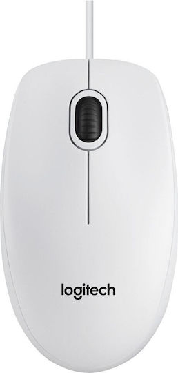 Logitech B100 С кабел Мишка Бял