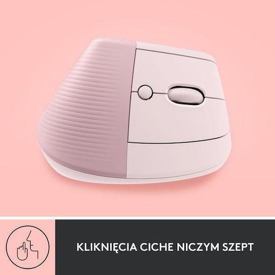 Logitech Lift Ασύρματο Εργονομικό Vertical Ποντίκι Ροζ
