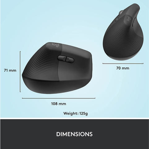 Logitech Lift Wireless Ergonomic Vertical Mouse for Left-handed Black