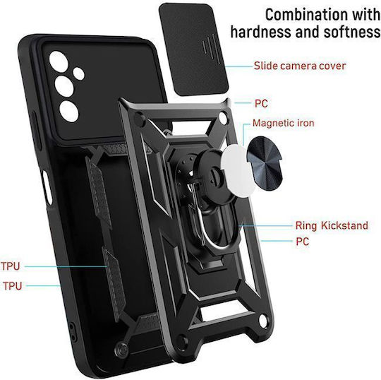 Orso Combo Kickstand Slide Umschlag Rückseite Schwarz (Galaxie M55)