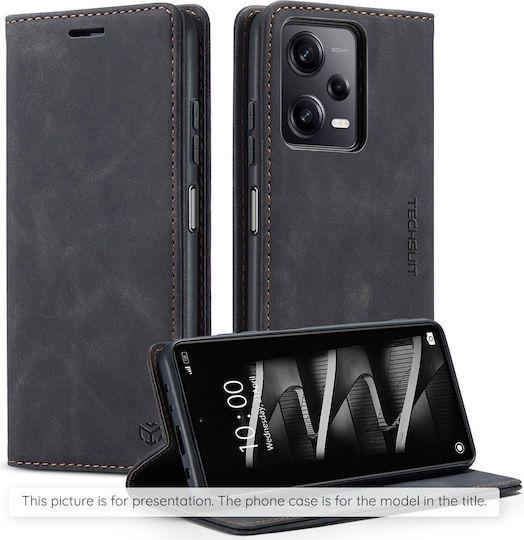 Techsuit Confy Cover Buchen Sie Synthetisches Leder / Silikon Schwarz (Xiaomi 15T Pro)