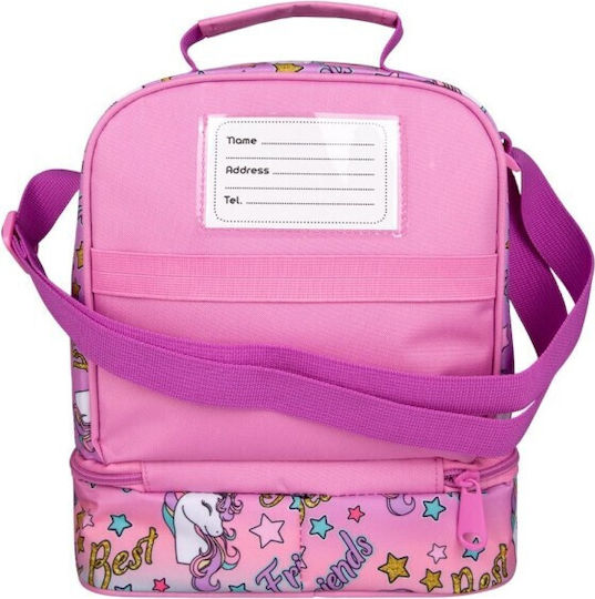 Must Team Geantă Izotermică Școlară Pentru Prânz 7 Litri Roz Cu Unicorni 22x16x28cm