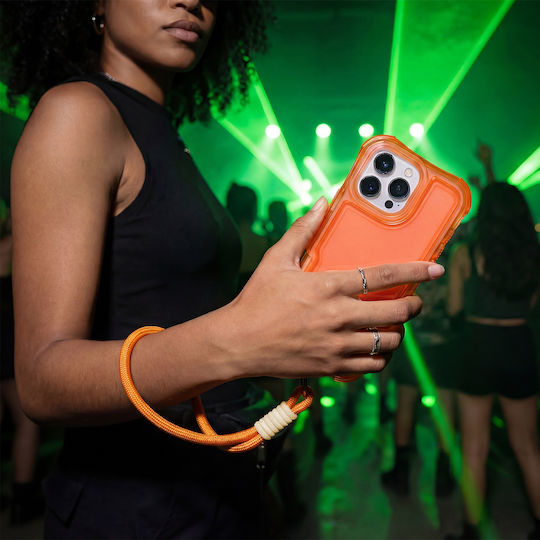 Umschlag Rückseite Silikon mit Nackenriemen Orange für iPhone 17