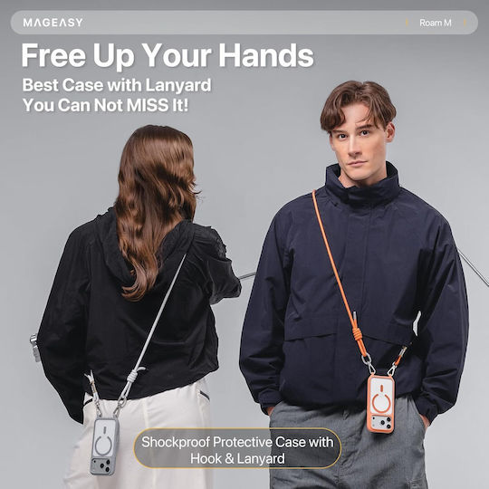 Mageasy Roar M With Lanyard Umschlag Rückseite Silikon mit Band Transparent (iPhone 17 Pro)