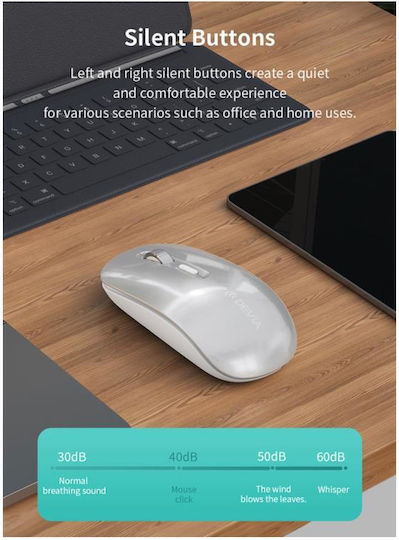 Devia EL245 Безжичен Bluetooth Мишка Сребрист