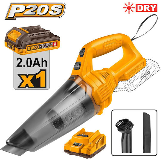 Ingco P20S Акумулаторна Прахосмукачка За Кола 20V 140W Жълта