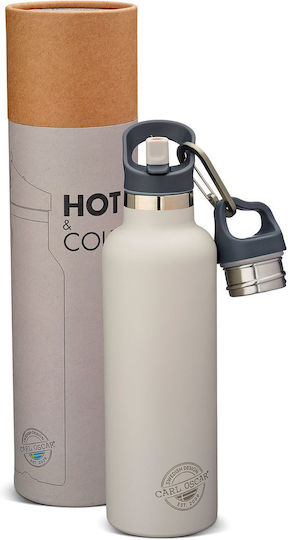 Carl Oscar Rostfreier Stahl Kinder Trinkflasche Thermos mit Stroh Auslaufsicher Grau 700ml