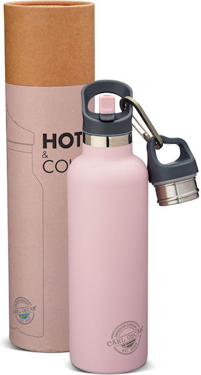 Carl Oscar Stainless Steel Kids Water Bottle Thermos with Straw Non Spill Pink 700ml