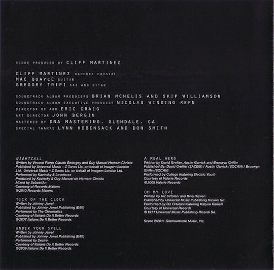 Cliff Martinez Drive Original Motion Picture Soundtrack Cd