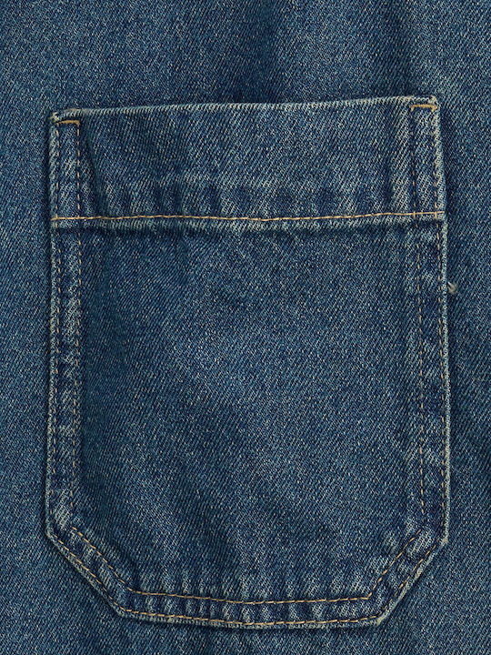 Overshirt Din Denim Cu Mânecă Lungă Albastru