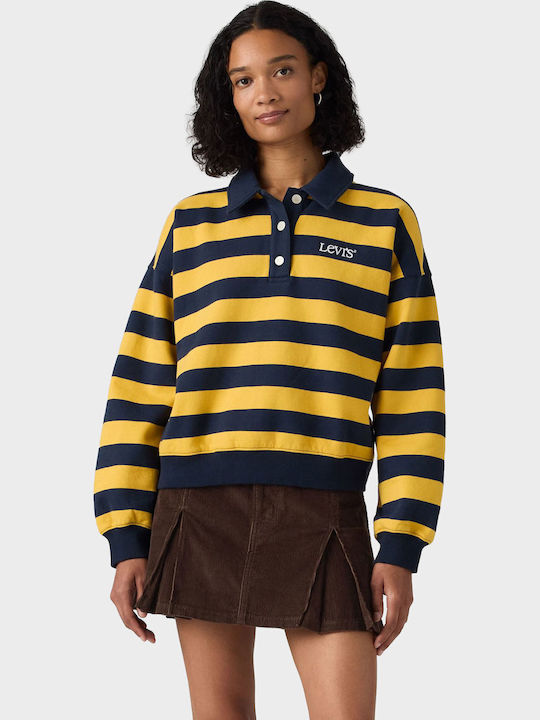 Graphic Women's Sports Polo Long Sleeve Navy Blouse