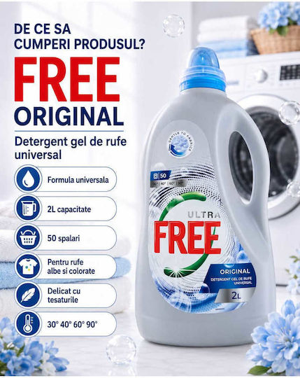 Detergent Lichid Pentru Spălarea Mâinilor Pentru Rufe Albe și Colorate 2lt 50 Spălări
