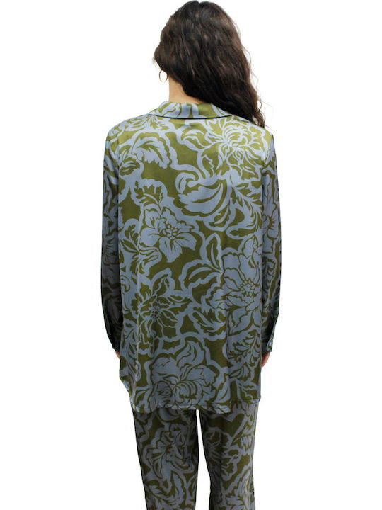Long Sleeve Women's Shirt Blue Green