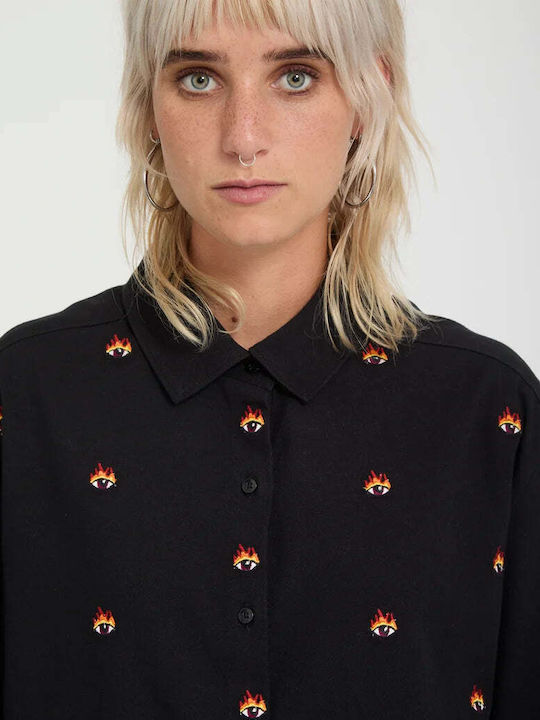 Langärmeliges Damenhemden Shirt Schwarz