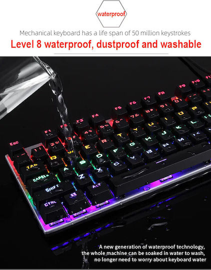 Forev Комплект гейминг механична клавиатура с RGB осветление и мишка (Международен английски)