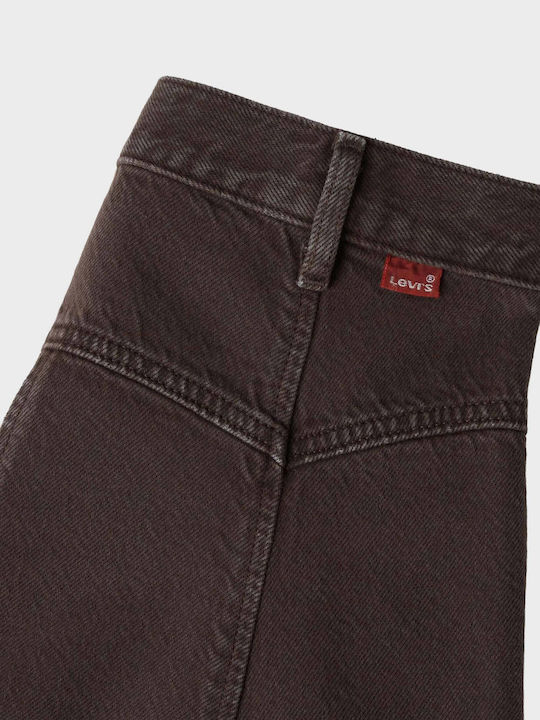 Denim Midi Damenrock Braun