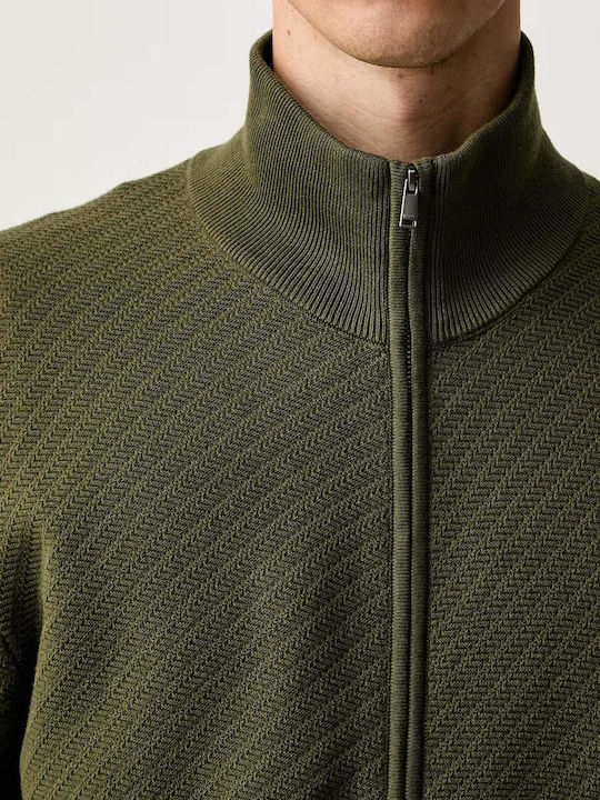 Herren Gestrickte Kapuzen-Zaketă Grün