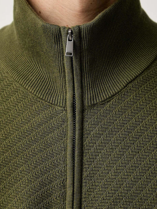 Herren Gestrickte Kapuzen-Zaketă Grün
