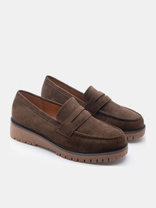 Damen Mokassins in Khaki Farbe