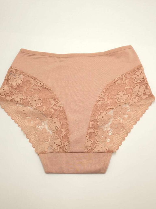 Baumwolle Damen-Slip mit Spitze Beige