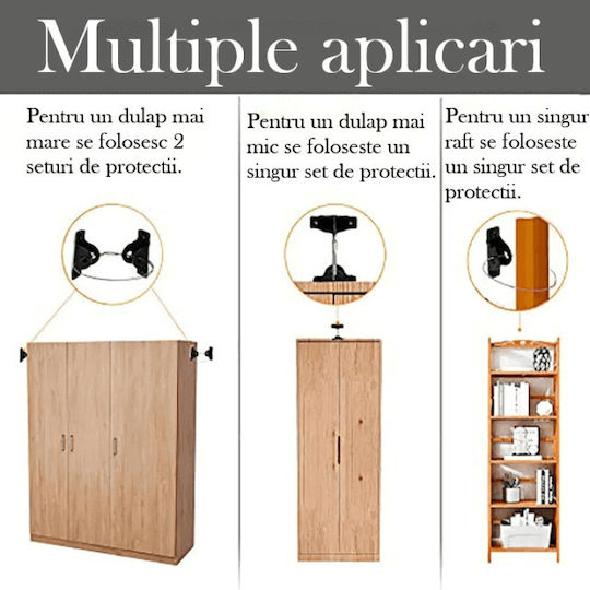 Protecție pentru televizor din metal de culoare neagră 11.5x19x2cm 2 buc