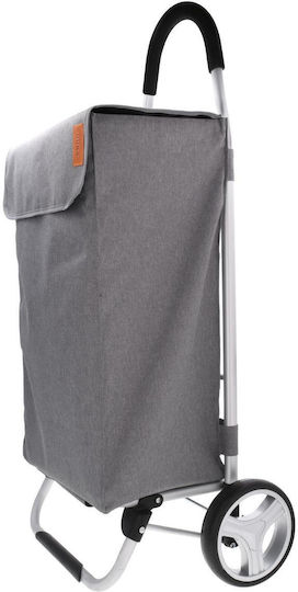 Foldable Grey Fabric Shopping Trolley 45lt