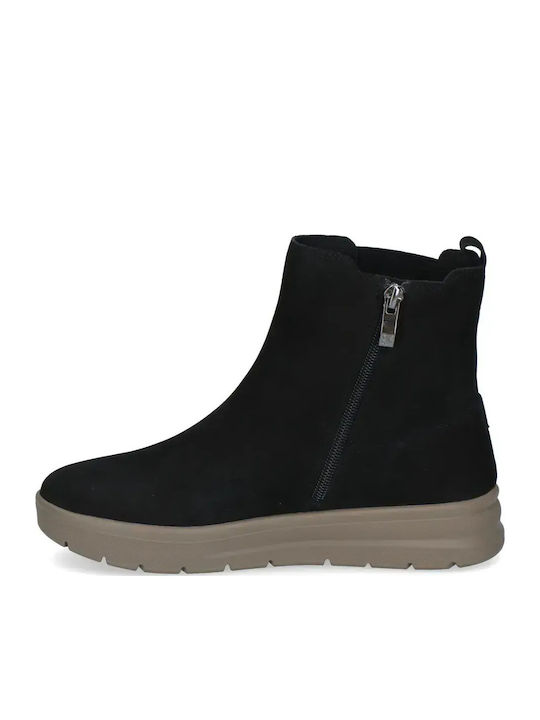 Leder Damen Stiefeletten Schwarz