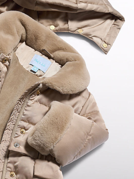 Kids Fur Short with Hood Gold