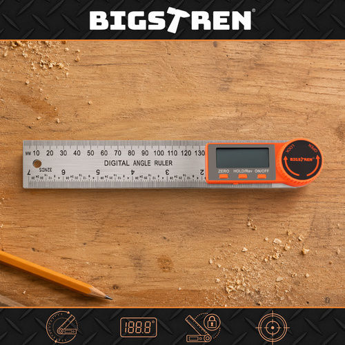 Bigstren Digitales Winkelmesser Zimmerleute Stahl Länge 20cm mit Winkelmesser