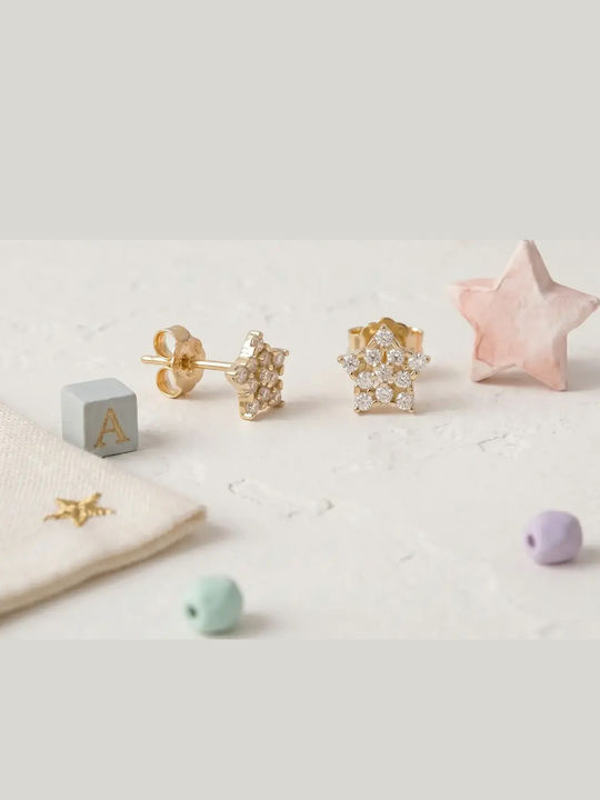 Kinderohrringe Nieten Sterne aus Gold 14K