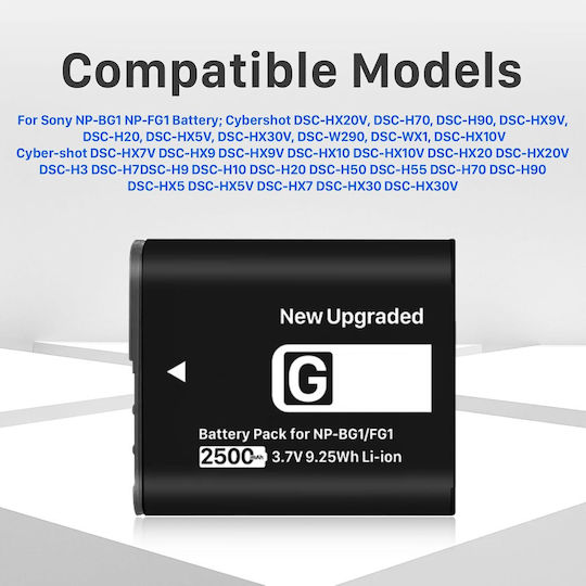 Set 2 Baterii Huaeng Np-bg1 Np-fg1 2500 Mah Încărcător Usb Baterii Compatibil Sony Cyber-shot Dsc-hx5v Hx9v Hx10v Hx20v Hx30v Dsc-h3 H7 H10 H20 H70 H90 W120 W150 W220 Baterii De Înlocuire Pentru Cameră